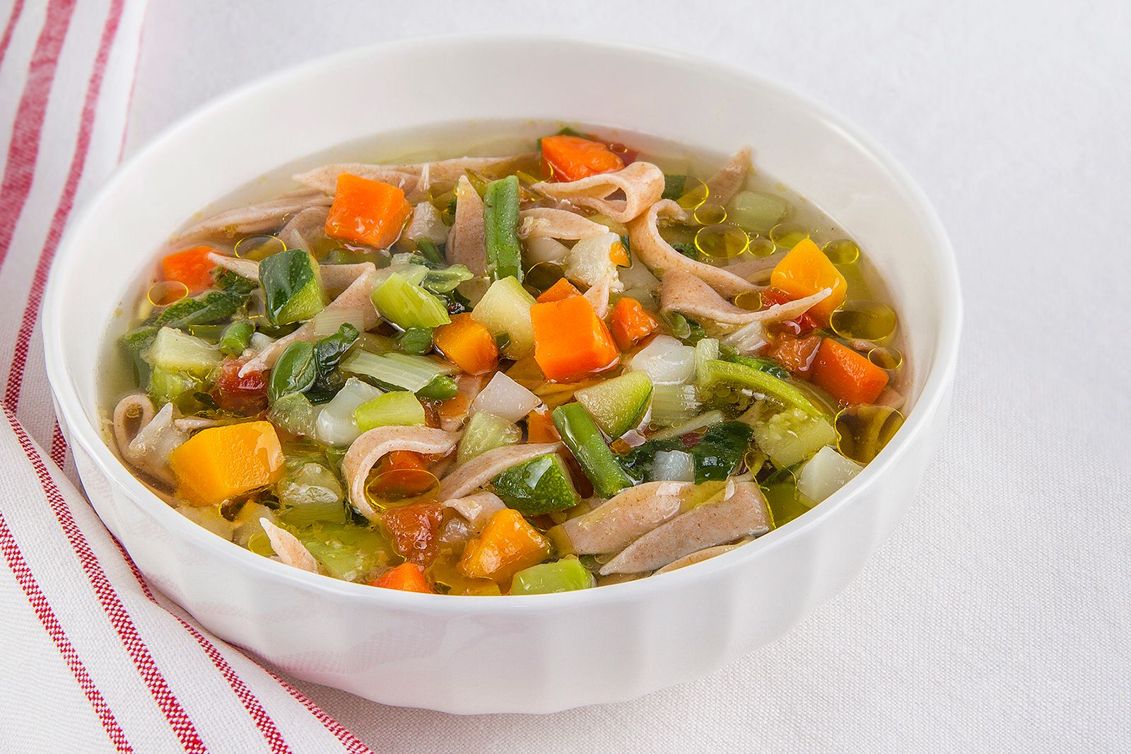 Light Minestrone with Maltagliati with olive oil, garlic and shallot