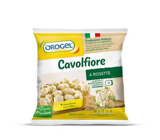 Confezione Cavolfiore Orogel, fresco e versatile, ideale per contorni, zuppe o gratinati.